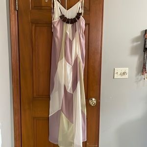 Ya Los Angeles long sheer dress with wooden detail